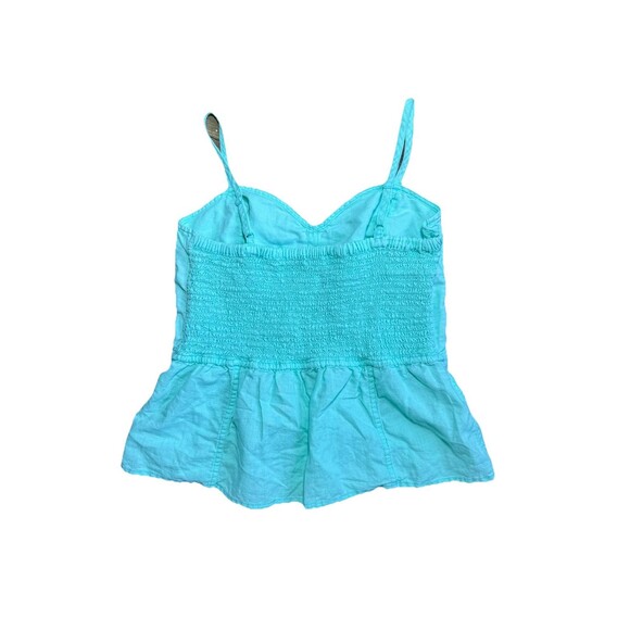 Aerie Light Aqua Blue Eyelet Corset Fitted Rouched  Linen Tank Top – Women's L - Picture 7 of 7